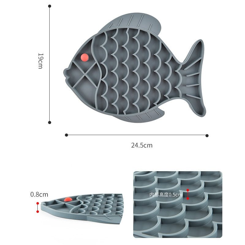 Fish Shape Silicone Mat for Slow Feeding and Treat Dispensing