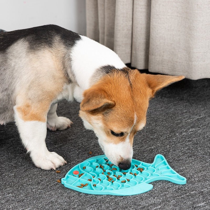 Fish Shape Silicone Mat for Slow Feeding and Treat Dispensing