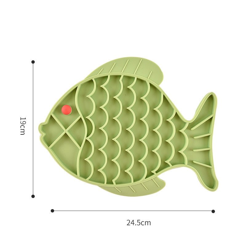 Fish Shape Silicone Mat for Slow Feeding and Treat Dispensing