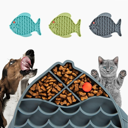 Fish Shape Silicone Mat for Slow Feeding and Treat Dispensing
