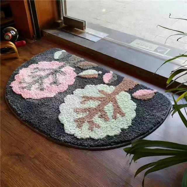 Flocking 3D Floral Absorbent Entrance Mat