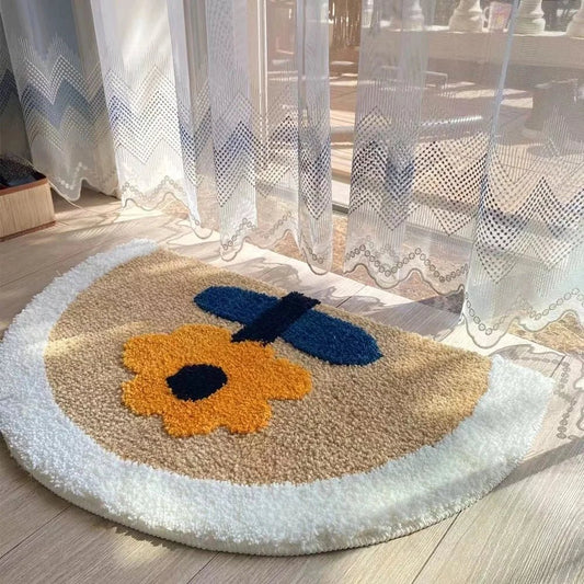 Flocking 3D Floral Absorbent Entrance Mat