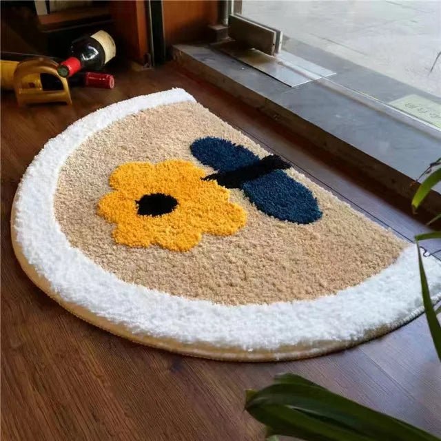 Flocking 3D Floral Absorbent Entrance Mat