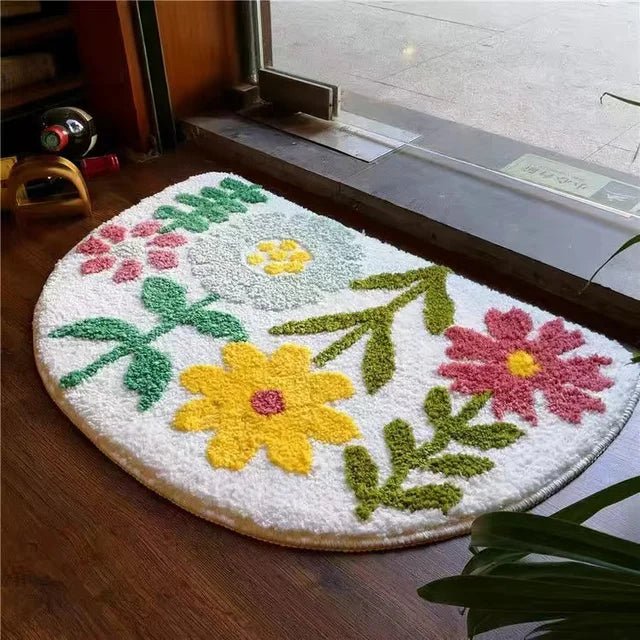 Flocking 3D Floral Absorbent Entrance Mat