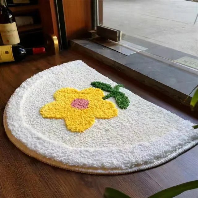 Flocking 3D Floral Absorbent Entrance Mat