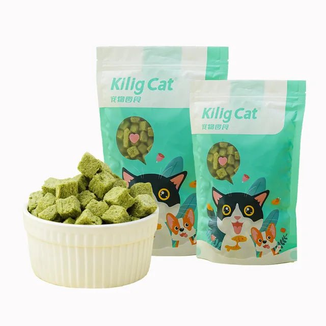 Freeze-Dried Spring Fish, Dried Krill, and Catgrass Cubes Cat Snack & Supplement
