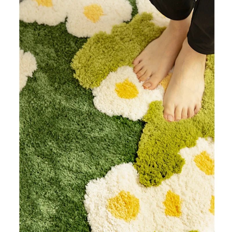 Garden Bloom Flowers Shaggy Tufted Non-Slip Carpet