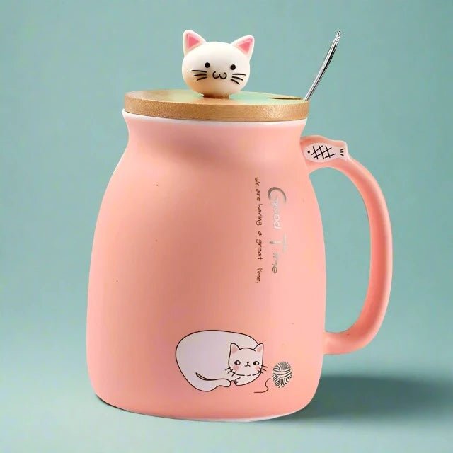 Good Time Heat-Resistant Mug with Cat Lid