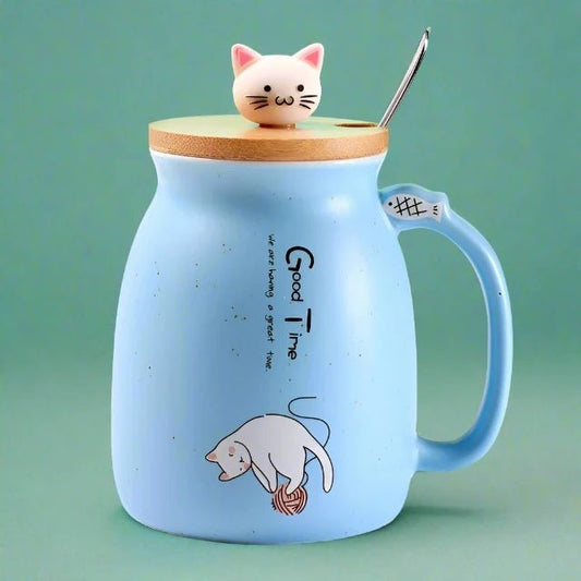Good Time Heat-Resistant Mug with Cat Lid