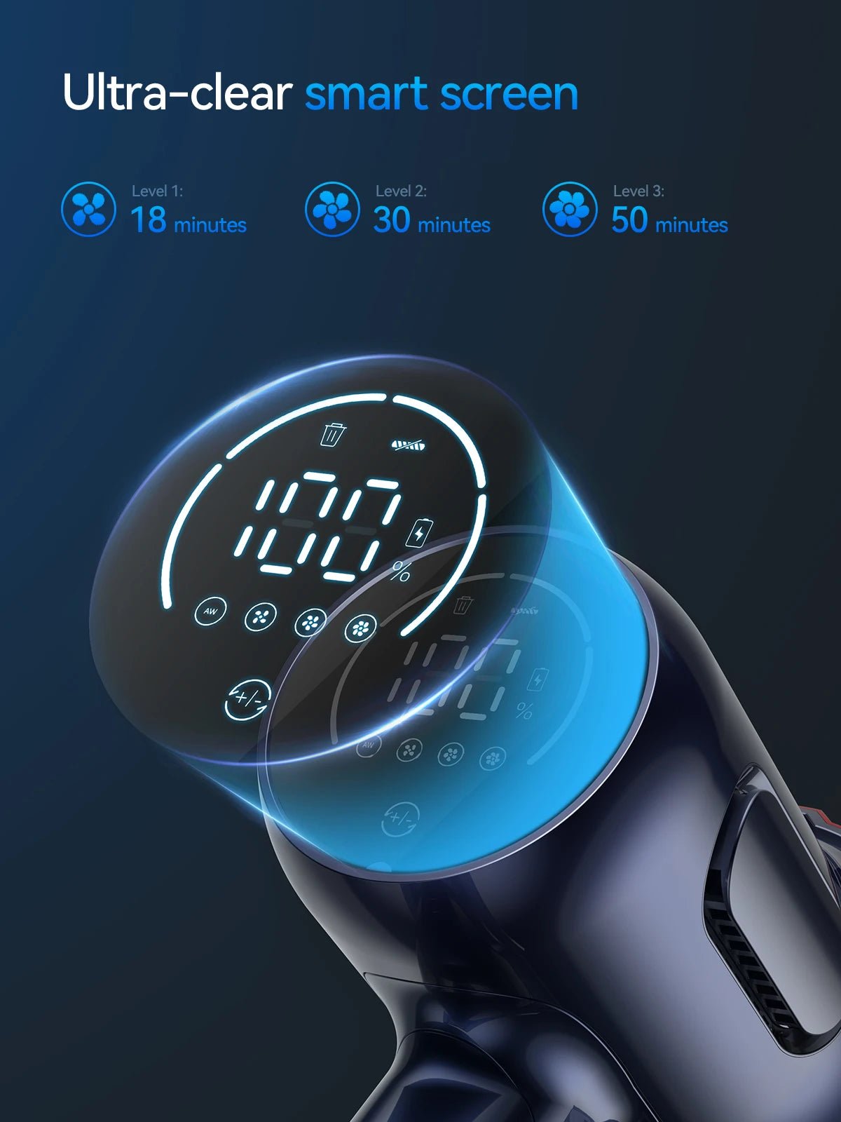 Honiture Cordless Touch Screen Vacuum Cleaner for Pet Hair with Powerful 33KPa Suction