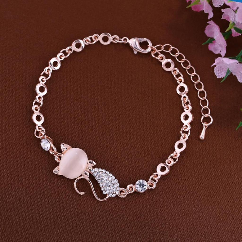 iMucci Lovely Cat Opal Rhinestone Pendant Bangle