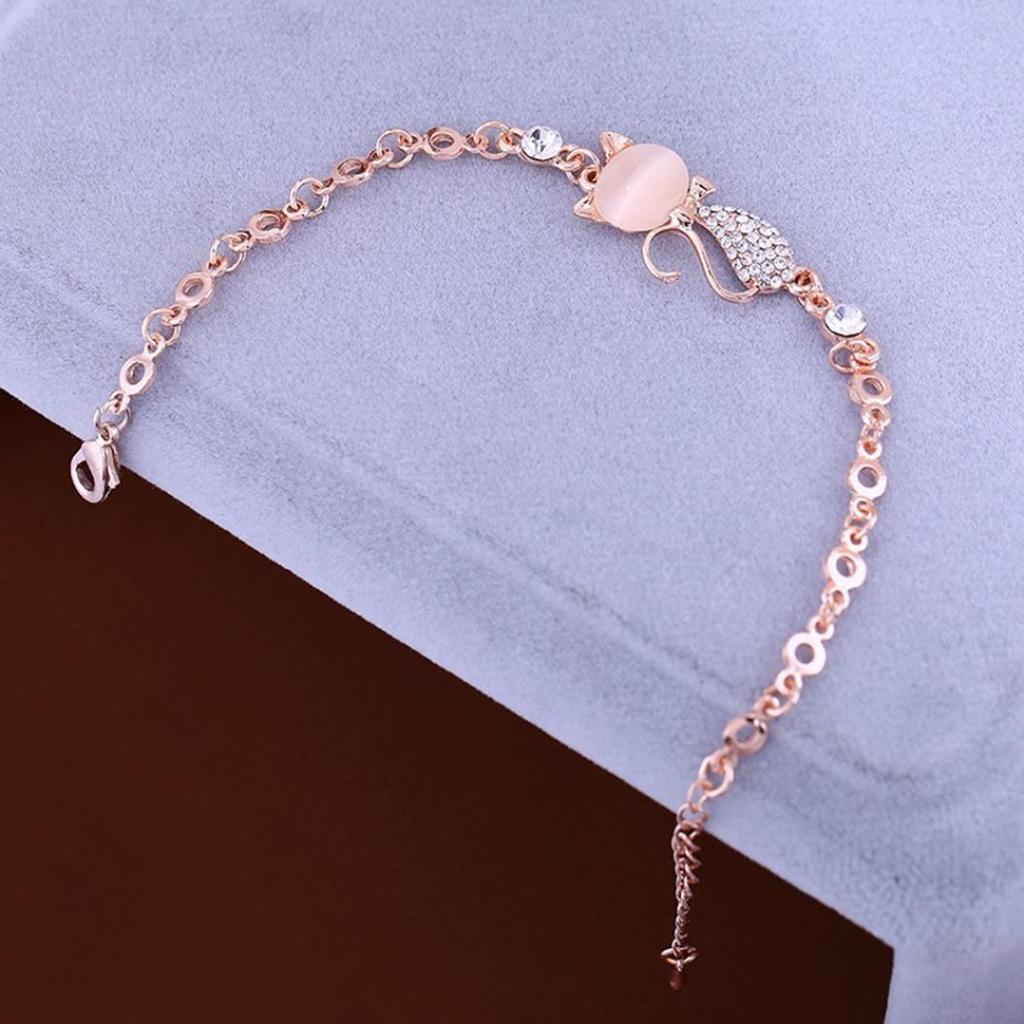 iMucci Lovely Cat Opal Rhinestone Pendant Bangle