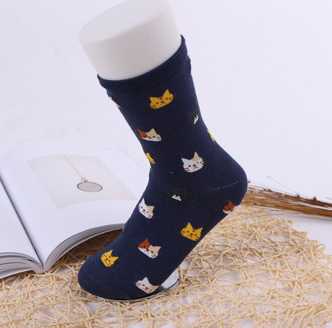 Kawaii Cat Cartoon Print Autumn Socks