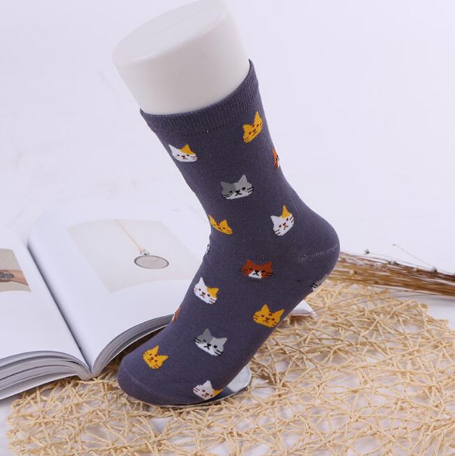 Kawaii Cat Cartoon Print Autumn Socks