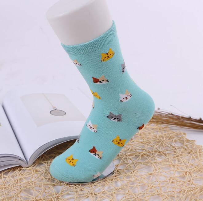 Kawaii Cat Cartoon Print Autumn Socks