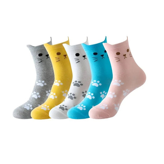 Kawaii Harajuku Cat Crew Socks for Women