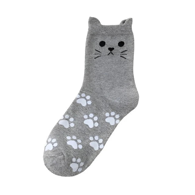 Kawaii Harajuku Cat Crew Socks for Women
