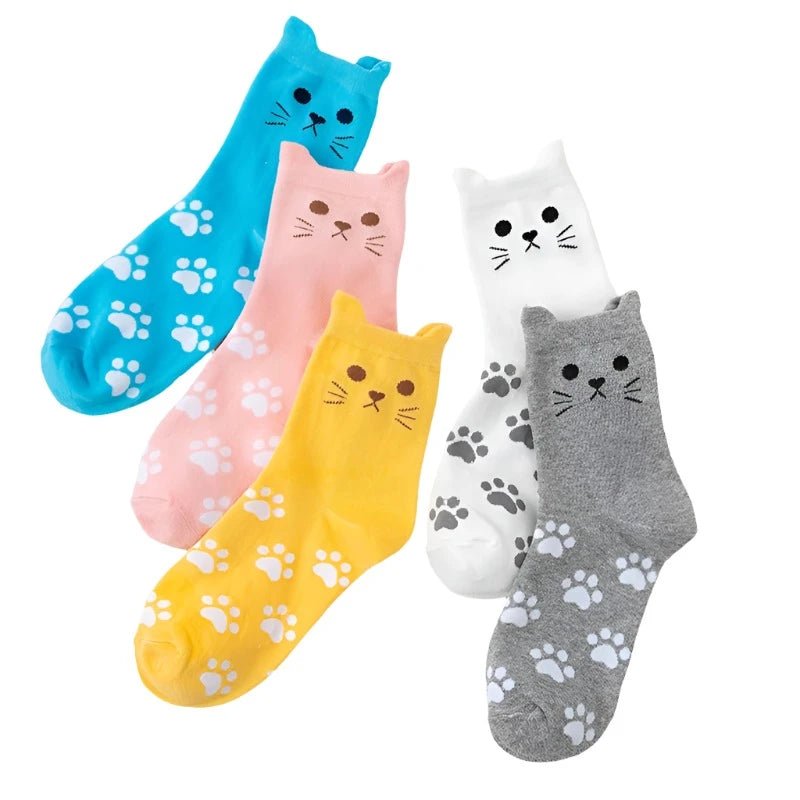 Kawaii Harajuku Cat Crew Socks for Women