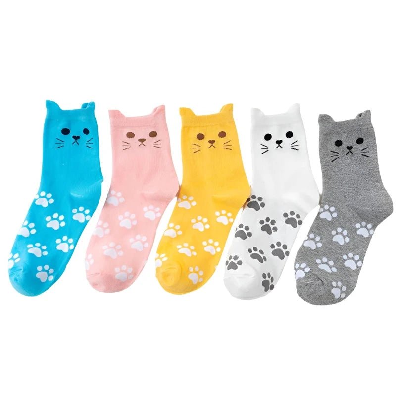 Kawaii Harajuku Cat Crew Socks for Women