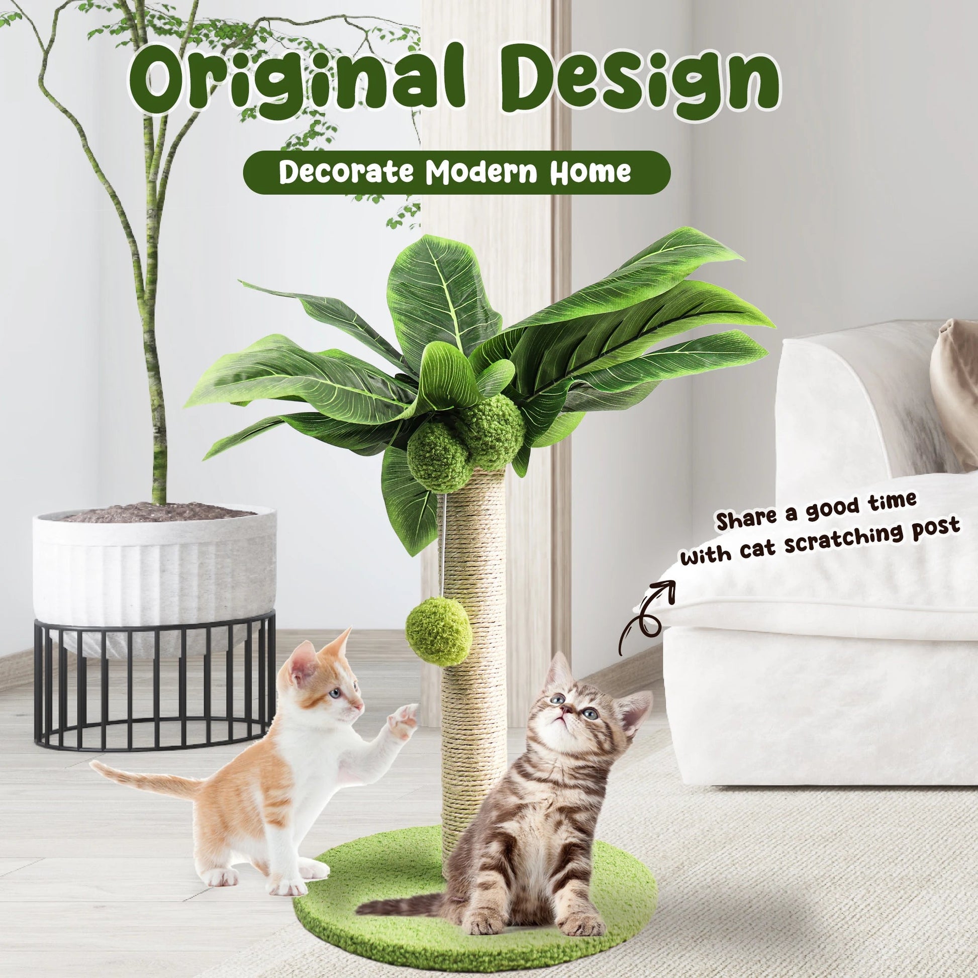 Kitten Coconut Tree Scratching Post w/ Coconut Sisal Balls