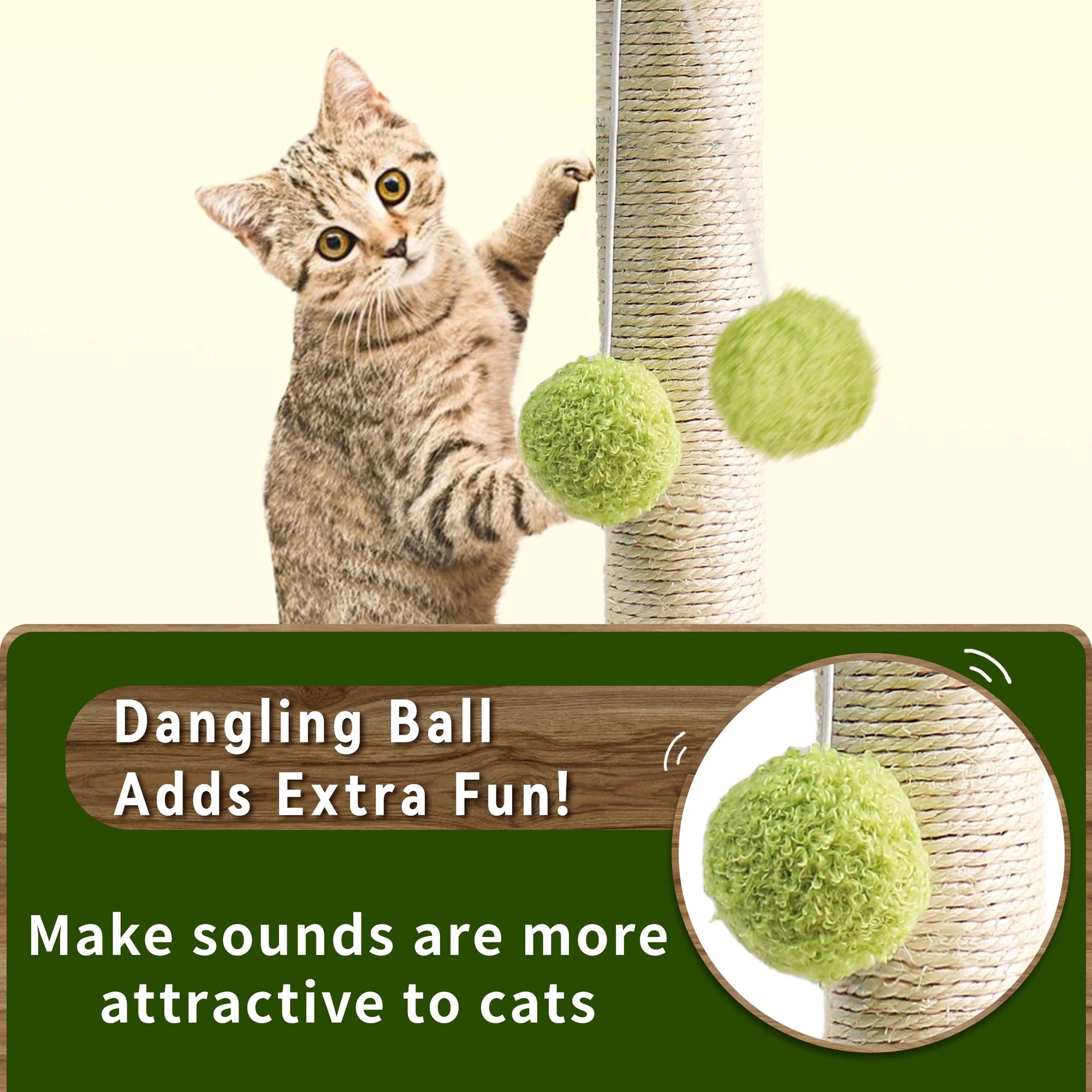 Kitten Coconut Tree Scratching Post w/ Coconut Sisal Balls