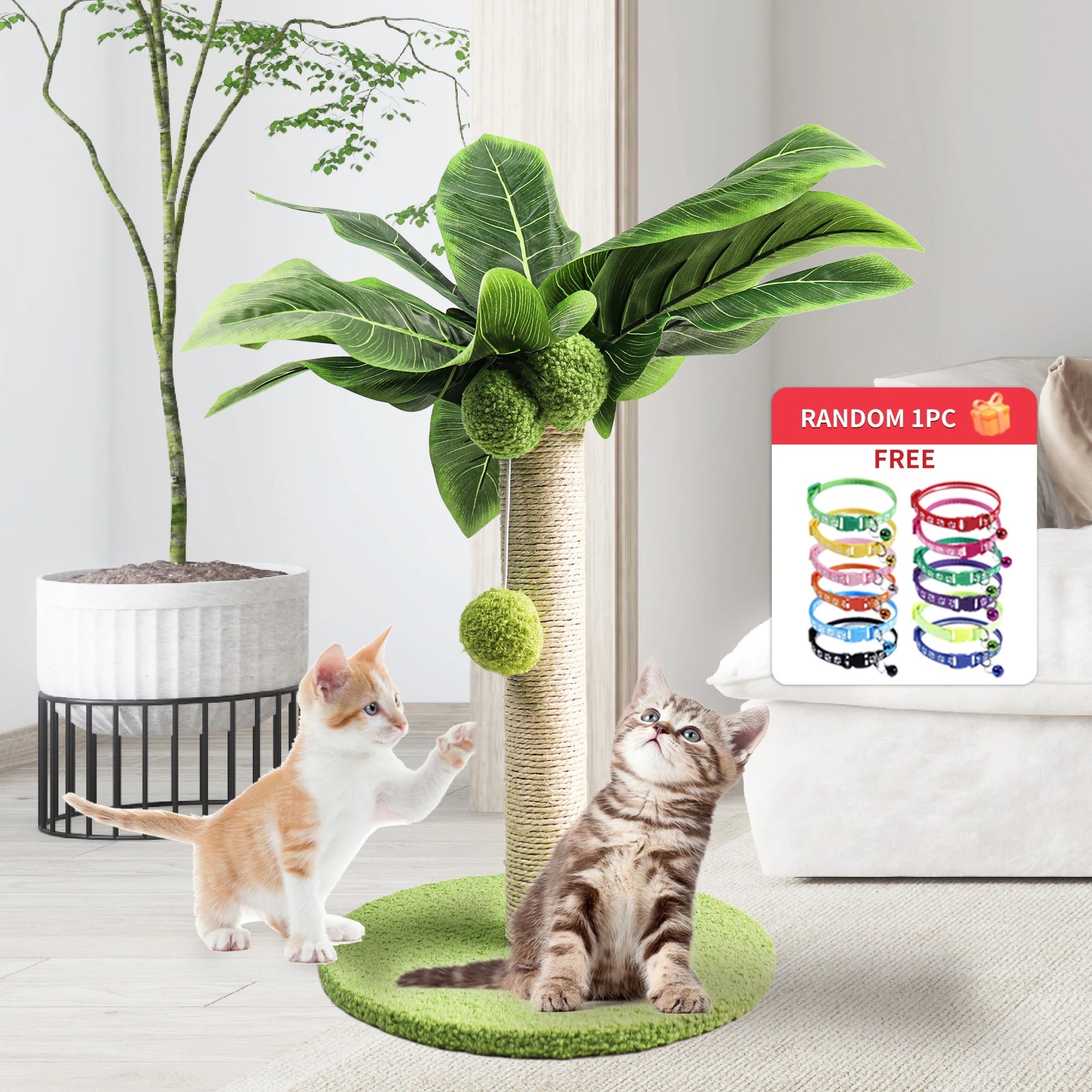 Kitten Coconut Tree Scratching Post w/ Coconut Sisal Balls