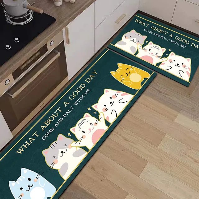Long Cat Lady Non-Slip Door and Kitchen Mats