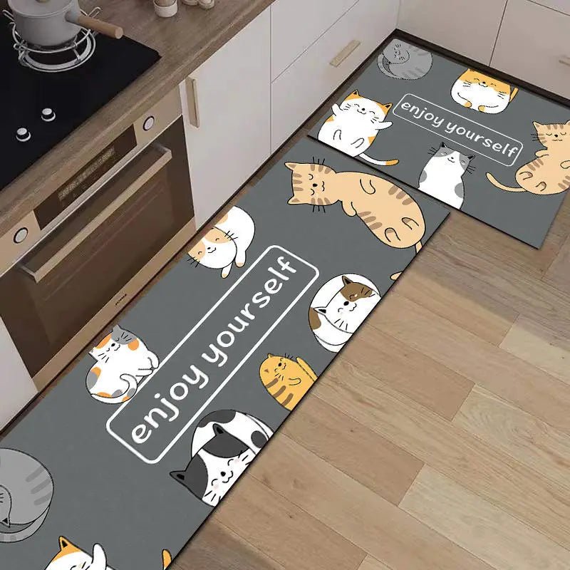 Long Cat Lady Non-Slip Door and Kitchen Mats