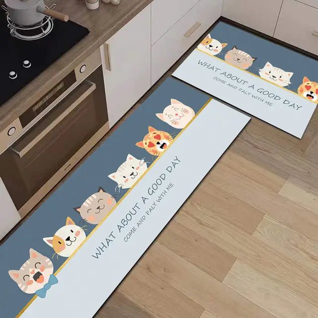 Long Cat Lady Non-Slip Door and Kitchen Mats