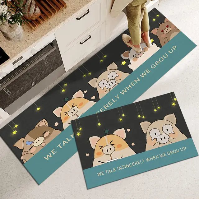 Long Cat Lady Non-Slip Door and Kitchen Mats