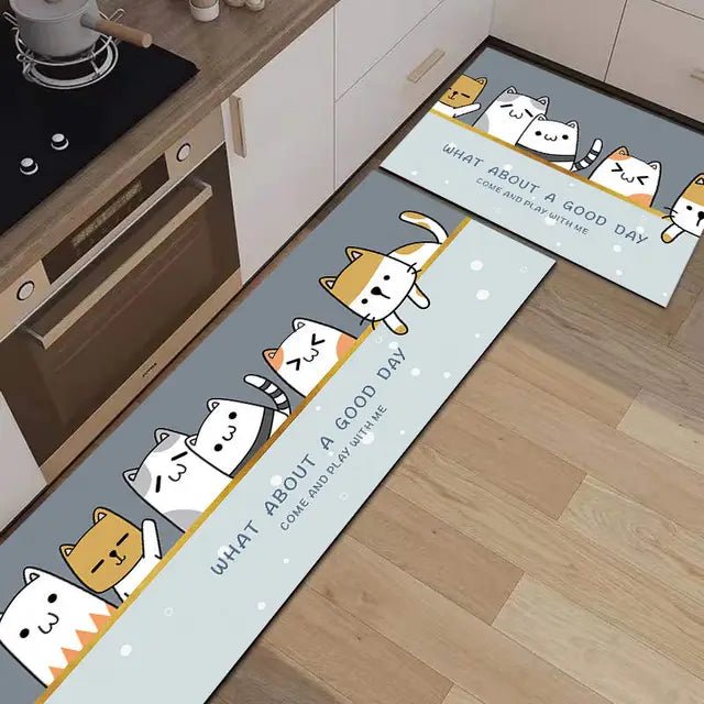 Long Cat Lady Non-Slip Door and Kitchen Mats