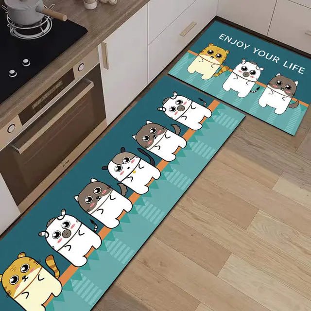 Long Cat Lady Non-Slip Door and Kitchen Mats