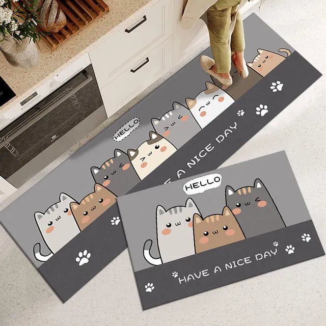 Long Cat Lady Non-Slip Door and Kitchen Mats