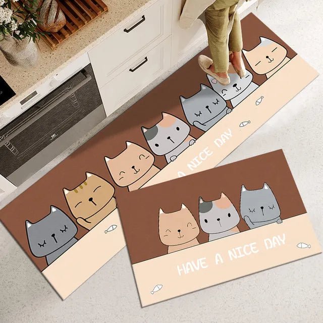 Long Cat Lady Non-Slip Door and Kitchen Mats