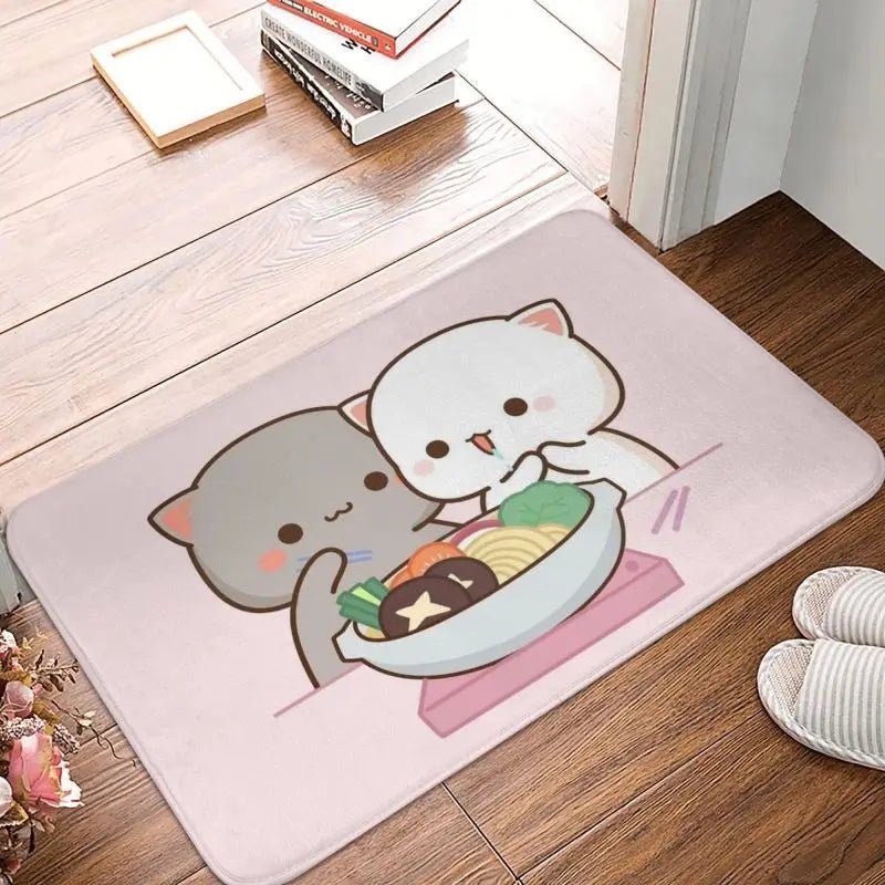 Mochi Cat Peach and Goma Front Door Floor Entrance Mat