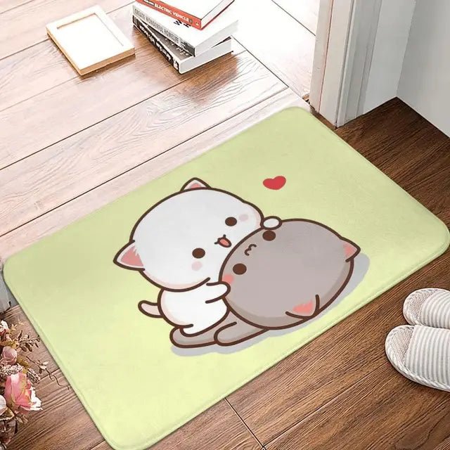 Mochi Cat Peach and Goma Front Door Floor Entrance Mat