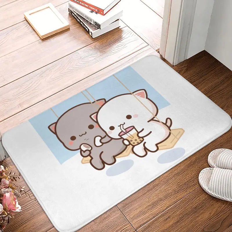 Mochi Cat Peach and Goma Front Door Floor Entrance Mat