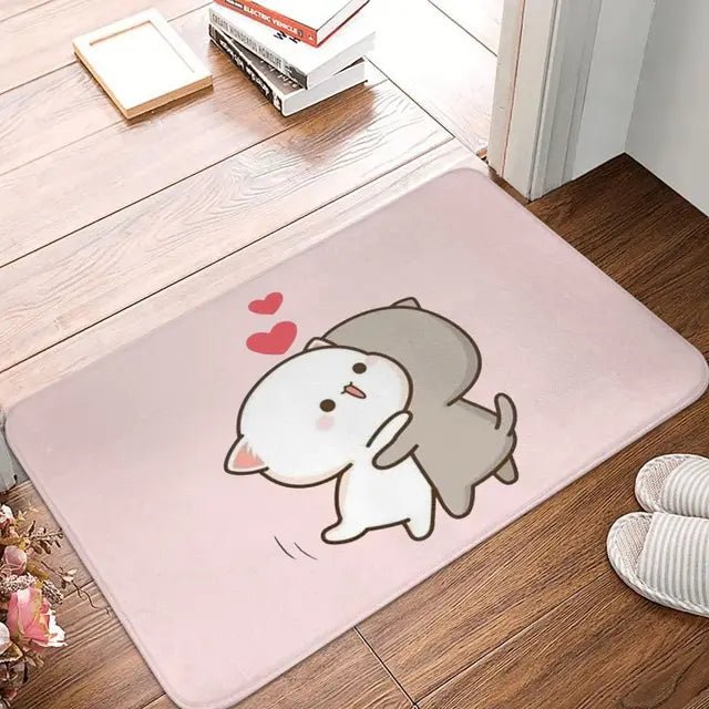 Mochi Cat Peach and Goma Front Door Floor Entrance Mat