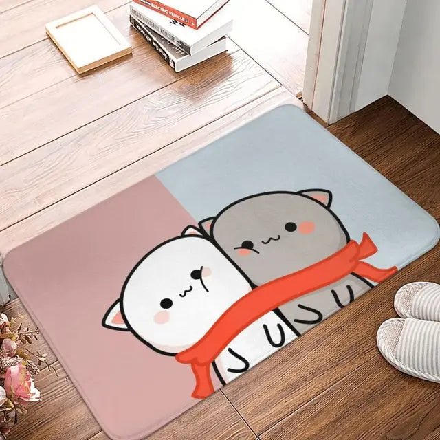 Mochi Cat Peach and Goma Front Door Floor Entrance Mat