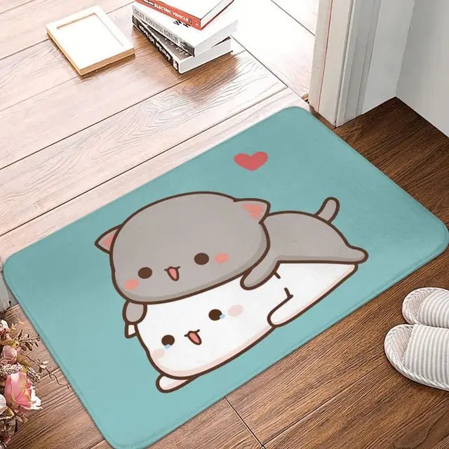Mochi Cat Peach and Goma Front Door Floor Entrance Mat