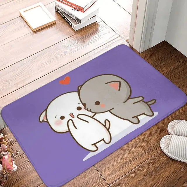 Mochi Cat Peach and Goma Front Door Floor Entrance Mat
