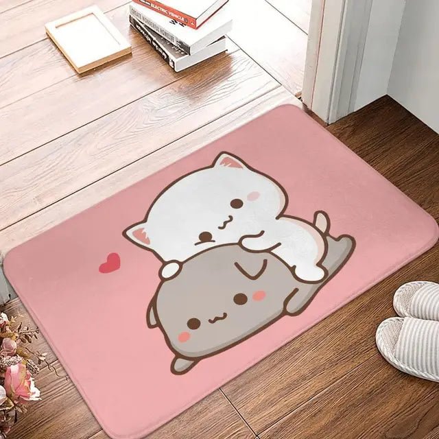 Mochi Cat Peach and Goma Front Door Floor Entrance Mat