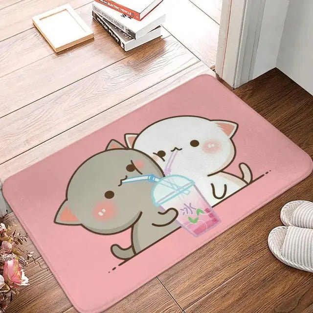 Mochi Cat Peach and Goma Front Door Floor Entrance Mat