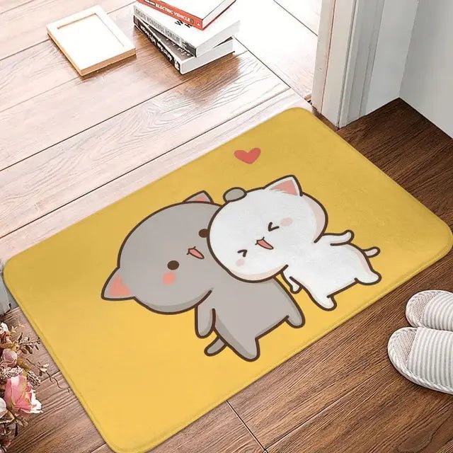 Mochi Cat Peach and Goma Front Door Floor Entrance Mat