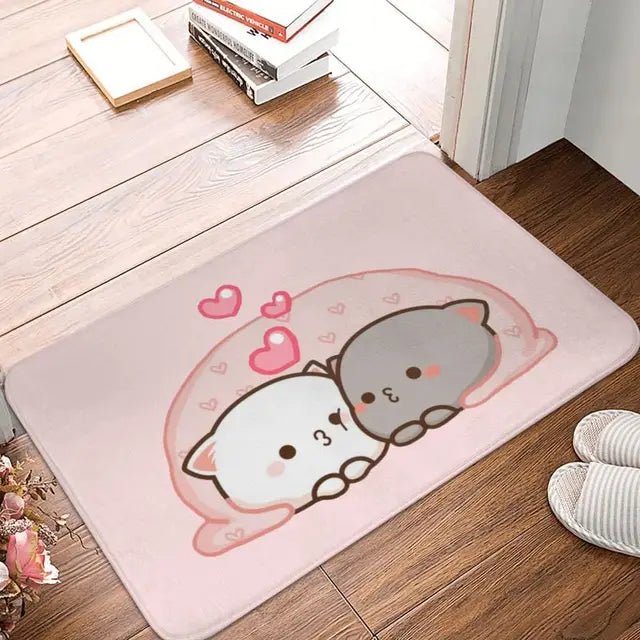 Mochi Cat Peach and Goma Front Door Floor Entrance Mat