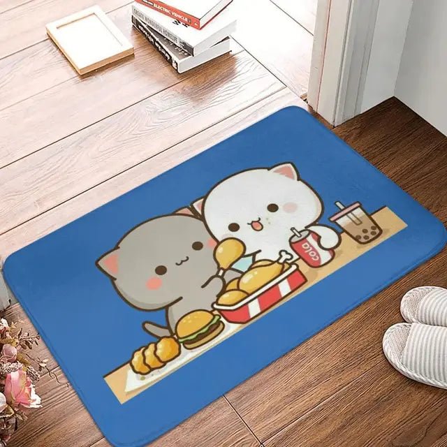 Mochi Cat Peach and Goma Front Door Floor Entrance Mat