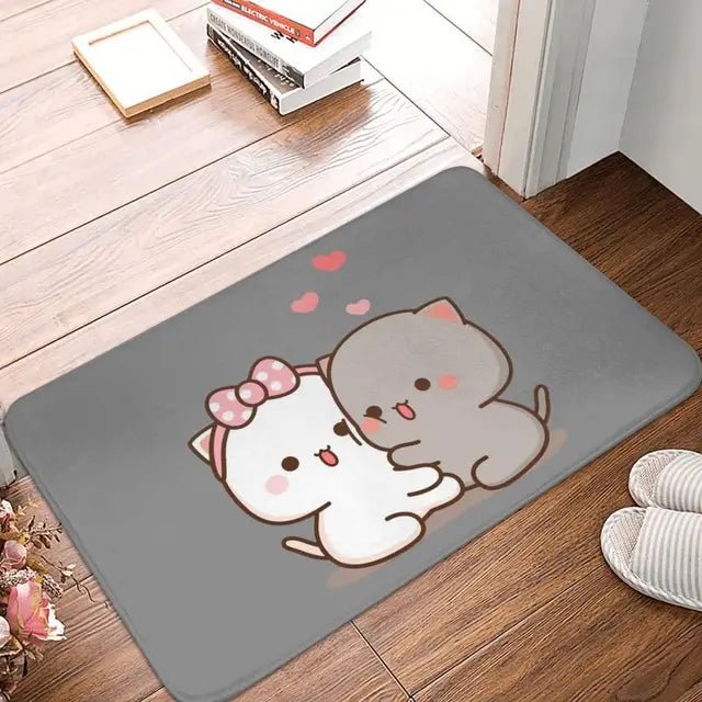Mochi Cat Peach and Goma Front Door Floor Entrance Mat