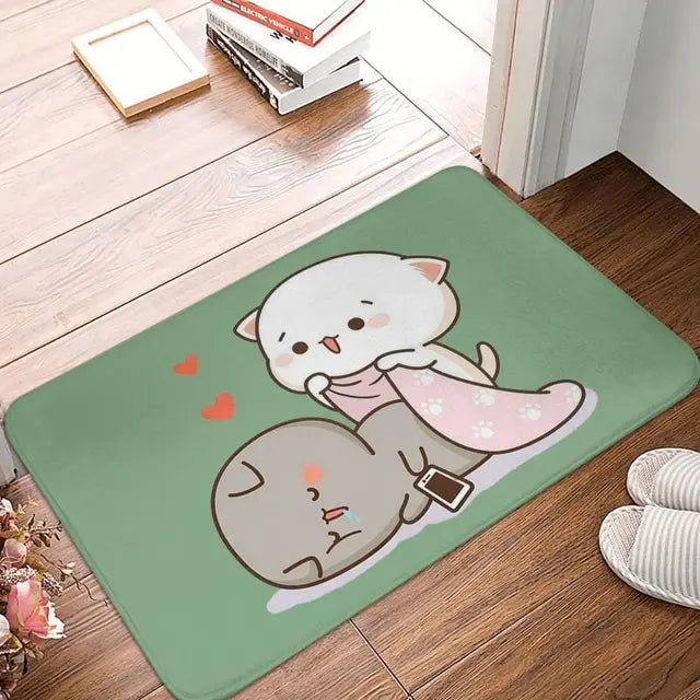 Mochi Cat Peach and Goma Front Door Floor Entrance Mat