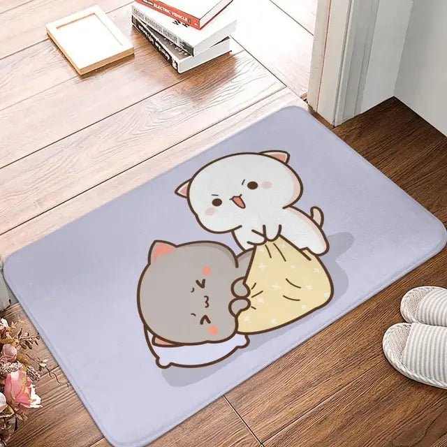 Mochi Cat Peach and Goma Front Door Floor Entrance Mat