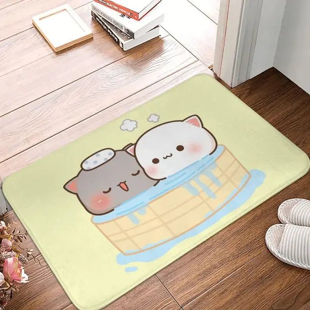 Mochi Cat Peach and Goma Front Door Floor Entrance Mat
